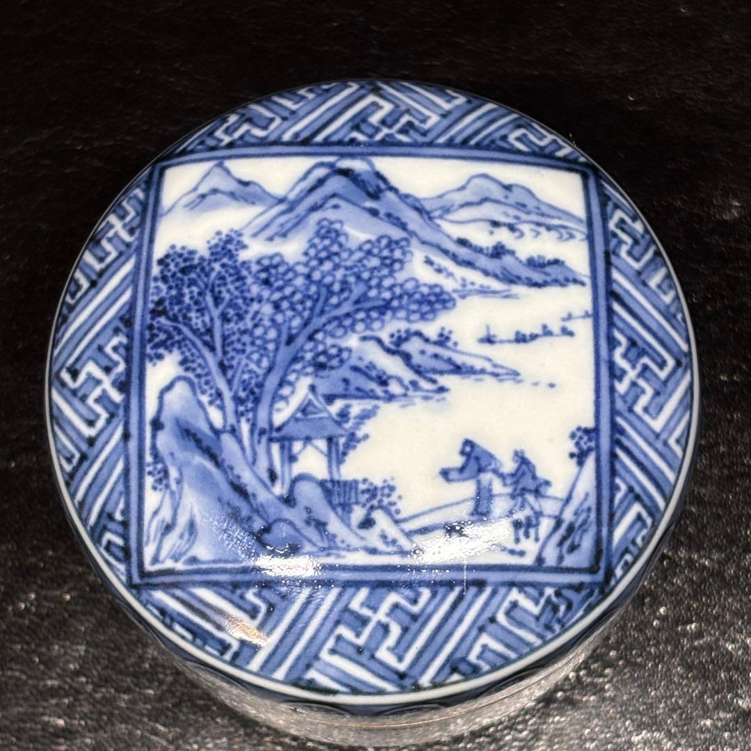 ★茶道具/京焼！青華 山水文 棗！『平安 賀善/北村賀善』造！共箱！★