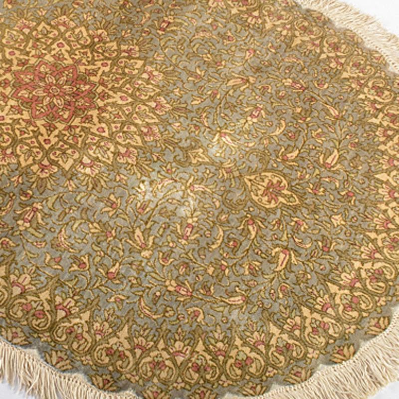 イラン製　ペルシャ絨毯　段通　絹100％　58×90cm　G　R5236B
