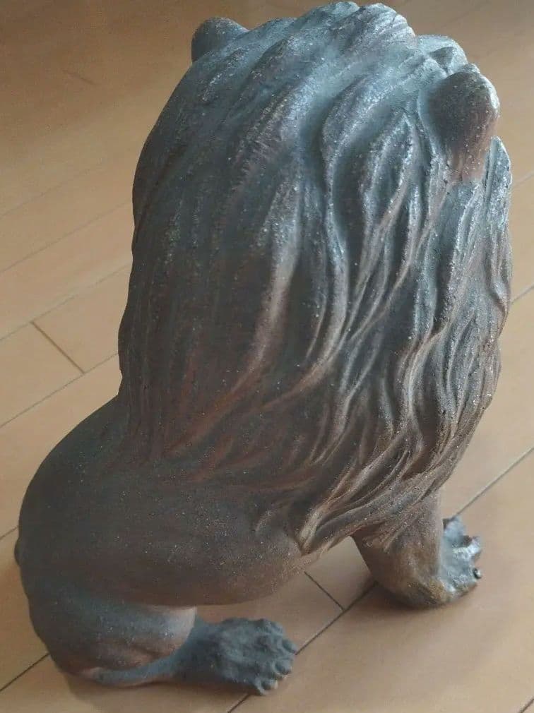 骨董 陶器 ライオン 焼物 置物 約31cm