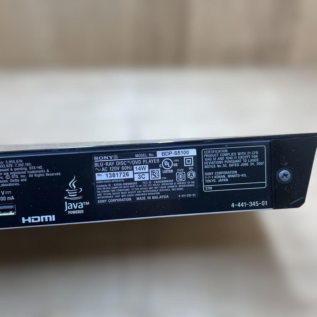 SONY ブルーレイディスクプレーヤー　BDP-S5100