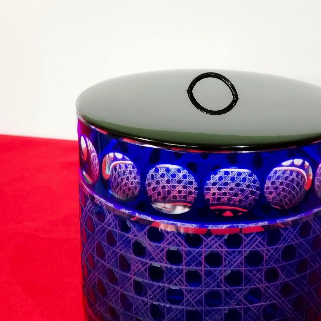 【希少 極美品】 江戸切子 ギヤマン水指 塗蓋付 国指定伝統工芸品