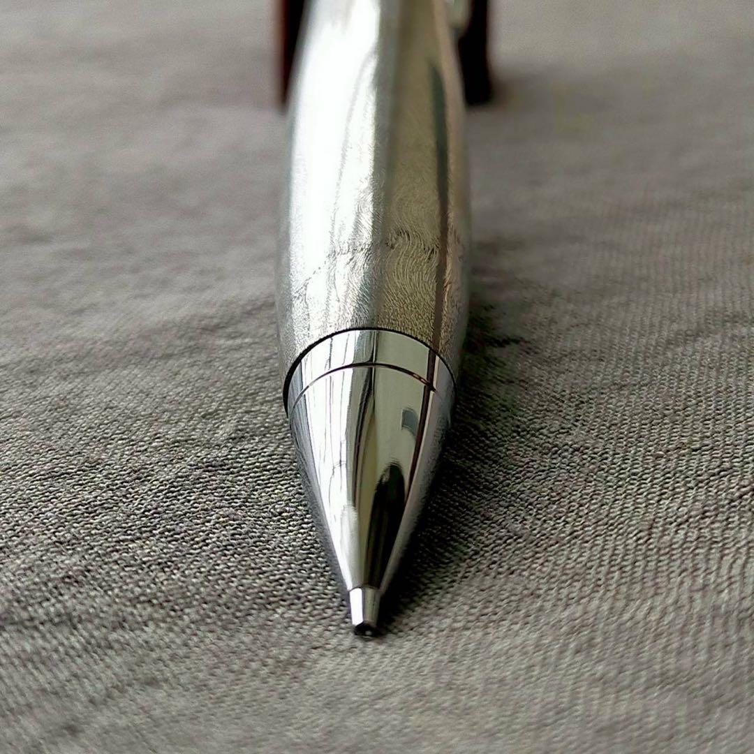 メタライズドウッド　栃　縮杢　ハンドメイド　シャープペン　0.5mm　シルバー