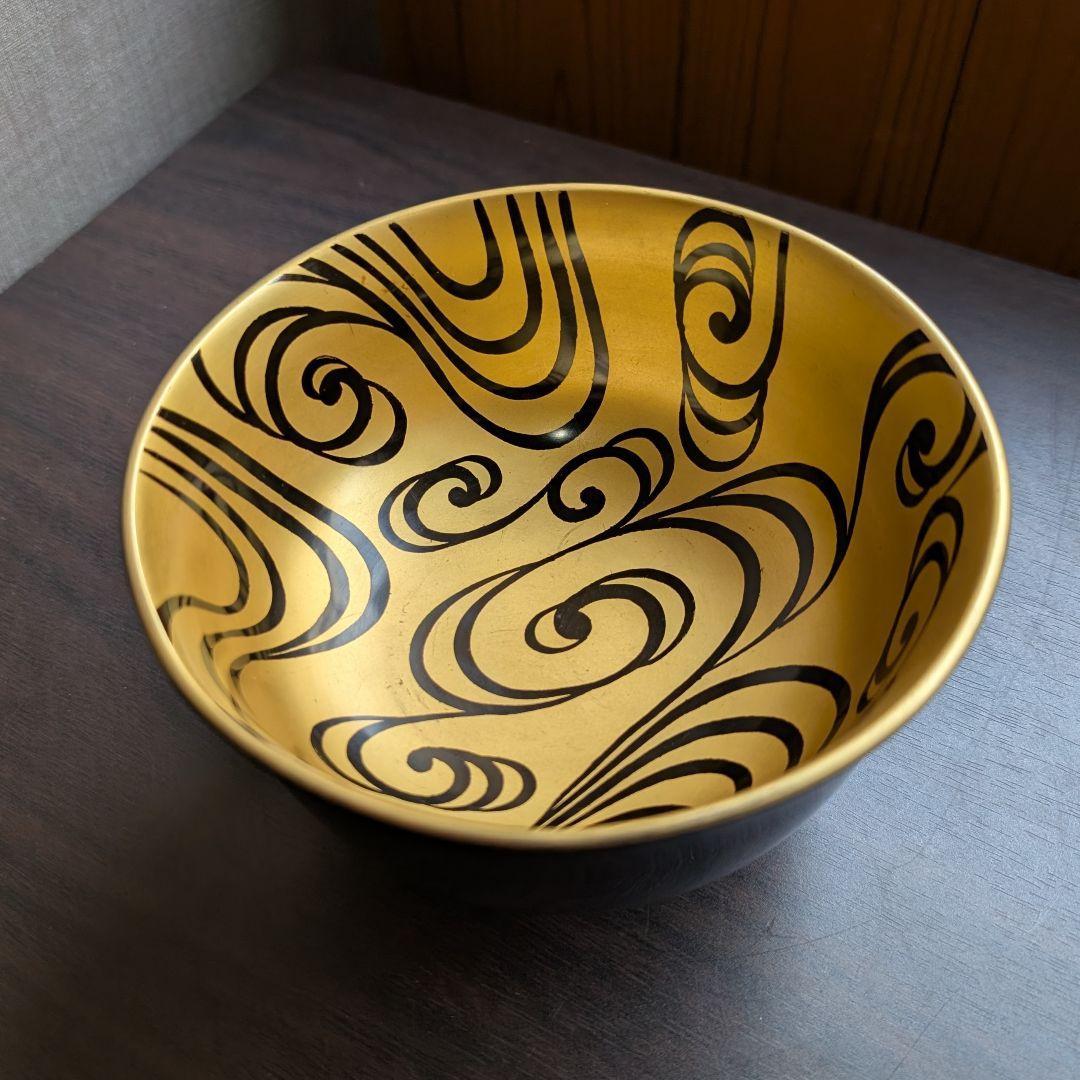 【木製漆器】鉢洗い 内金地 蒔絵 流水紋 茶道具 菓子鉢 ★まとめ買い歓迎★