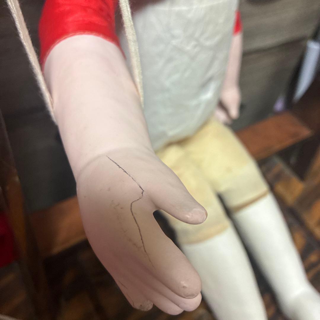 市松人形 無銘さん　赤い花柄 着物 約58cm