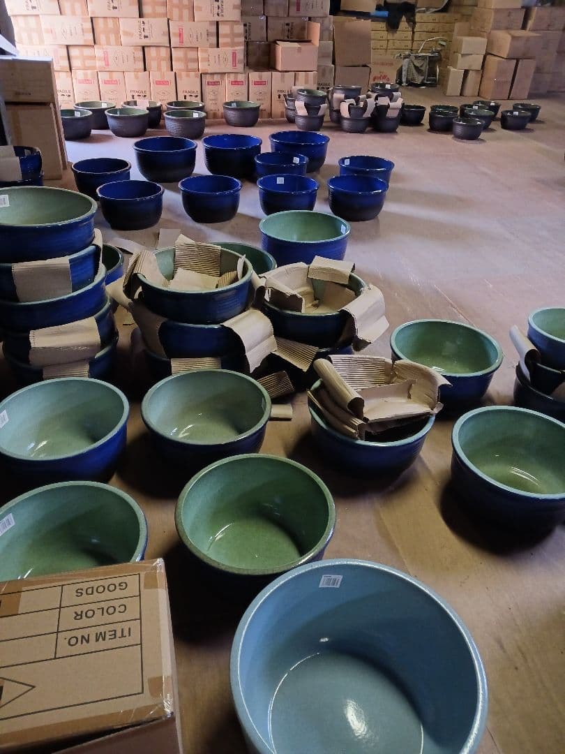新品　∅51　陶器　睡蓮鉢　特大　難有　メダカ鉢　水色　ブルー　ルーバー　LWC