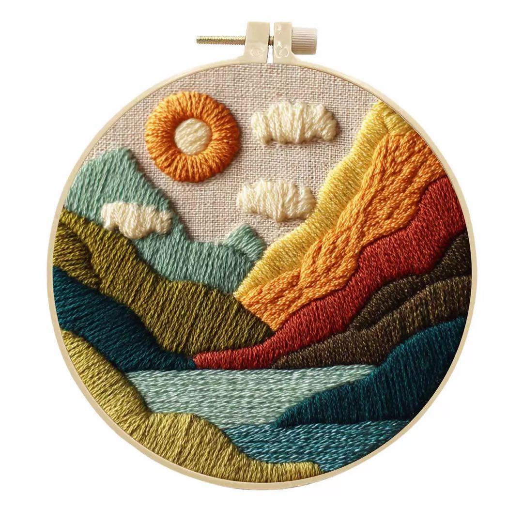 刺繍アート 山の風景