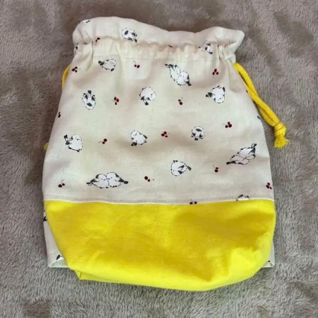 【ハンドメイド】シマエナガ柄 入園入学4点セットレッスンバッグ・巾着・上履き袋