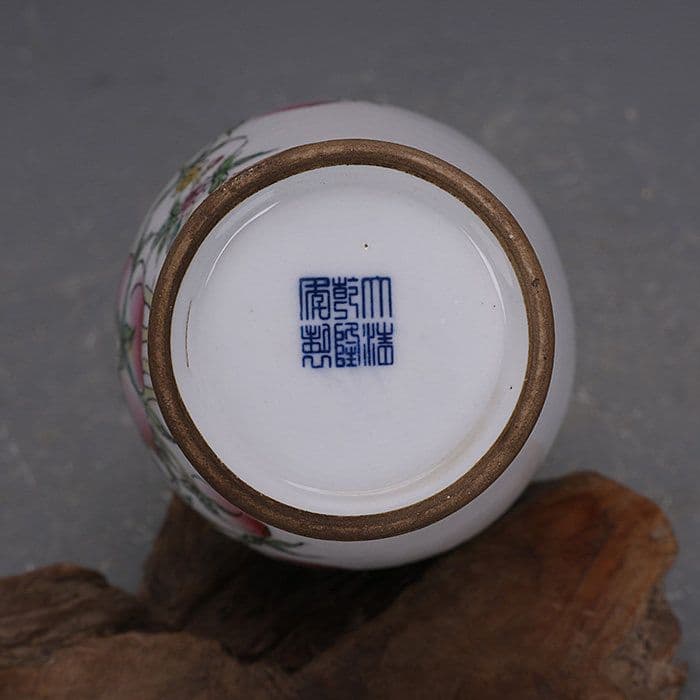 パステル福寿パステル九桃オリーブ瓶景徳鎮陶磁器 装飾品 現代工芸品 美術品 置物