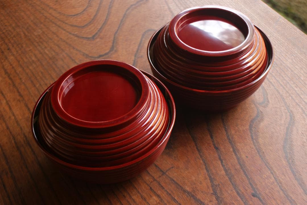 保管小傷のみ！深みある糸目紅溜塗に極上稲穂福来雀蒔絵のお椀2点（検輪島塗雑煮椀