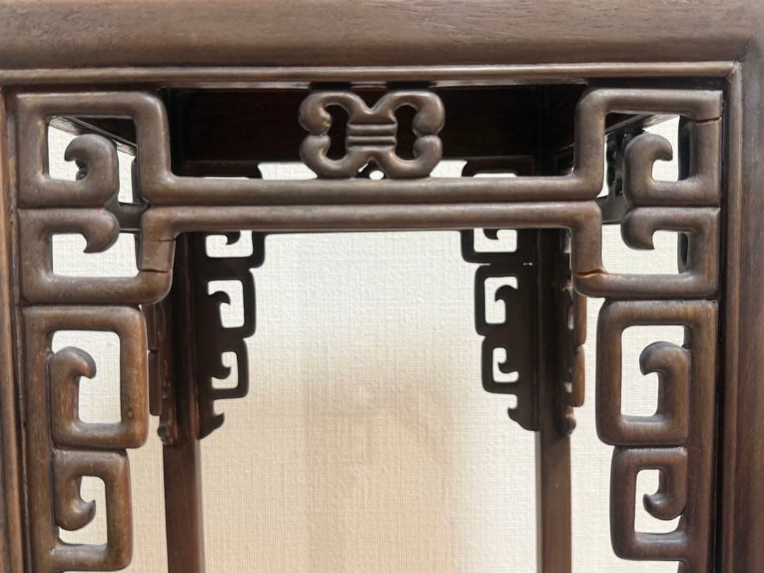 中国　紅木台　唐木　茶道具　花器　送料込み260311