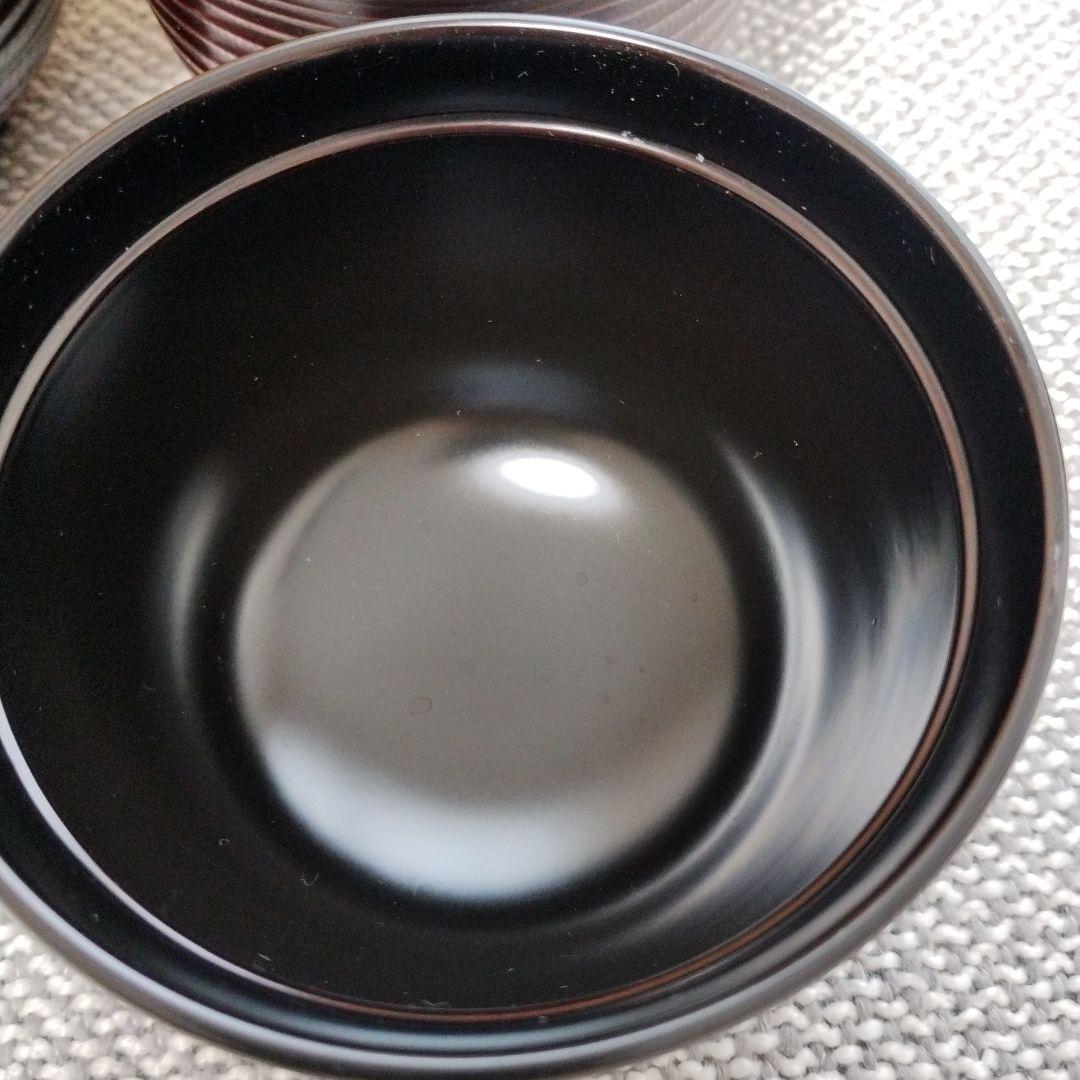 漆器の御吸物椀5客と陶器の小附5客