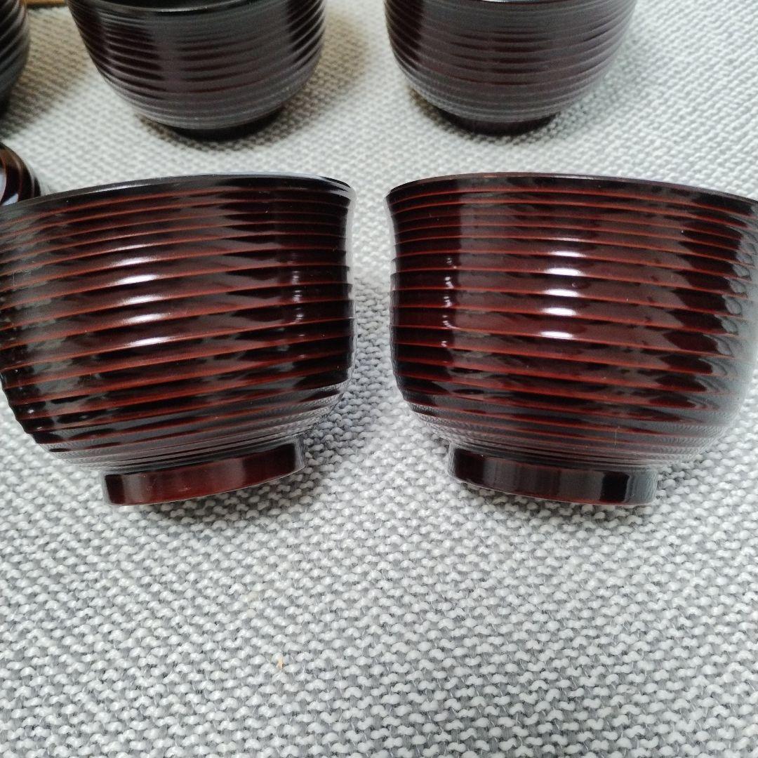 漆器の御吸物椀5客と陶器の小附5客