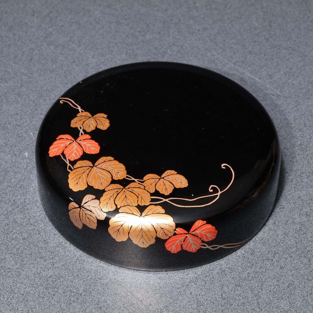 平棗　蔦蒔絵　坂下仙秀　共箱　山中塗　R1693P2