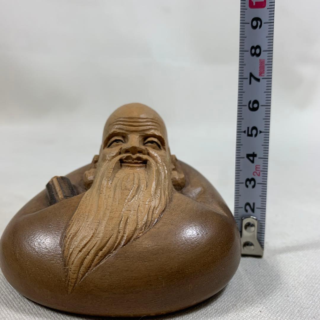 木彫福禄寿　一刀彫師 近藤宏作 木箱入