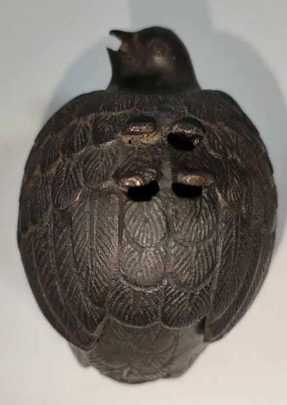 鶉(うずら)香炉　青銅製　骨董品