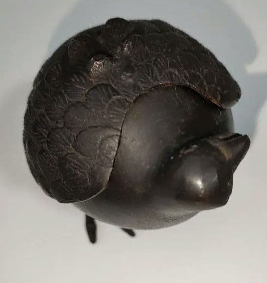 鶉(うずら)香炉　青銅製　骨董品