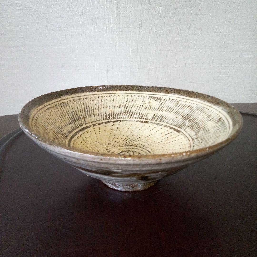 希少！陶芸作家《吉田明》作　三島抹茶茶碗　裏面　鶏龍山写し　共箱付