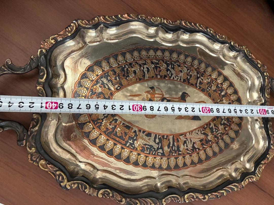 ヴィンテージ　古代ギリシャ風　装飾トレイ　エジプト製 ハンドメイド トレイ