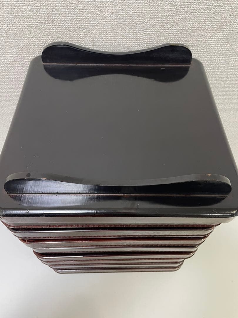 【現状品】漆器 溜塗 懐石 割烹 膳 懐石膳 四方盆 脚付 折敷 9枚 ①