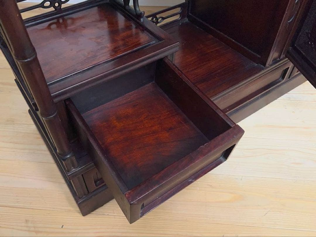 茶箪笥　天然木　茶棚　和室家具　高級家具　ビンテージ　アンティーク　M093