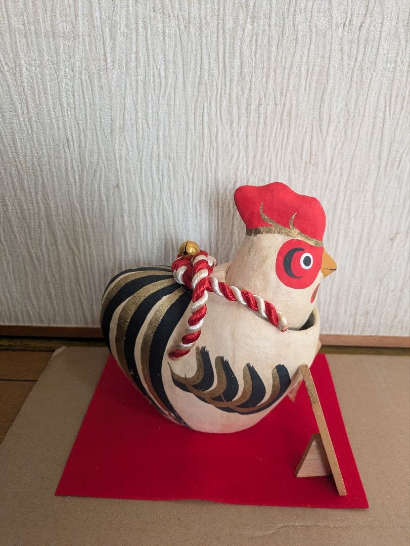 【招福】干支・張り子のニワトリ（富久酉4号）／首振り人形　手作り工芸品