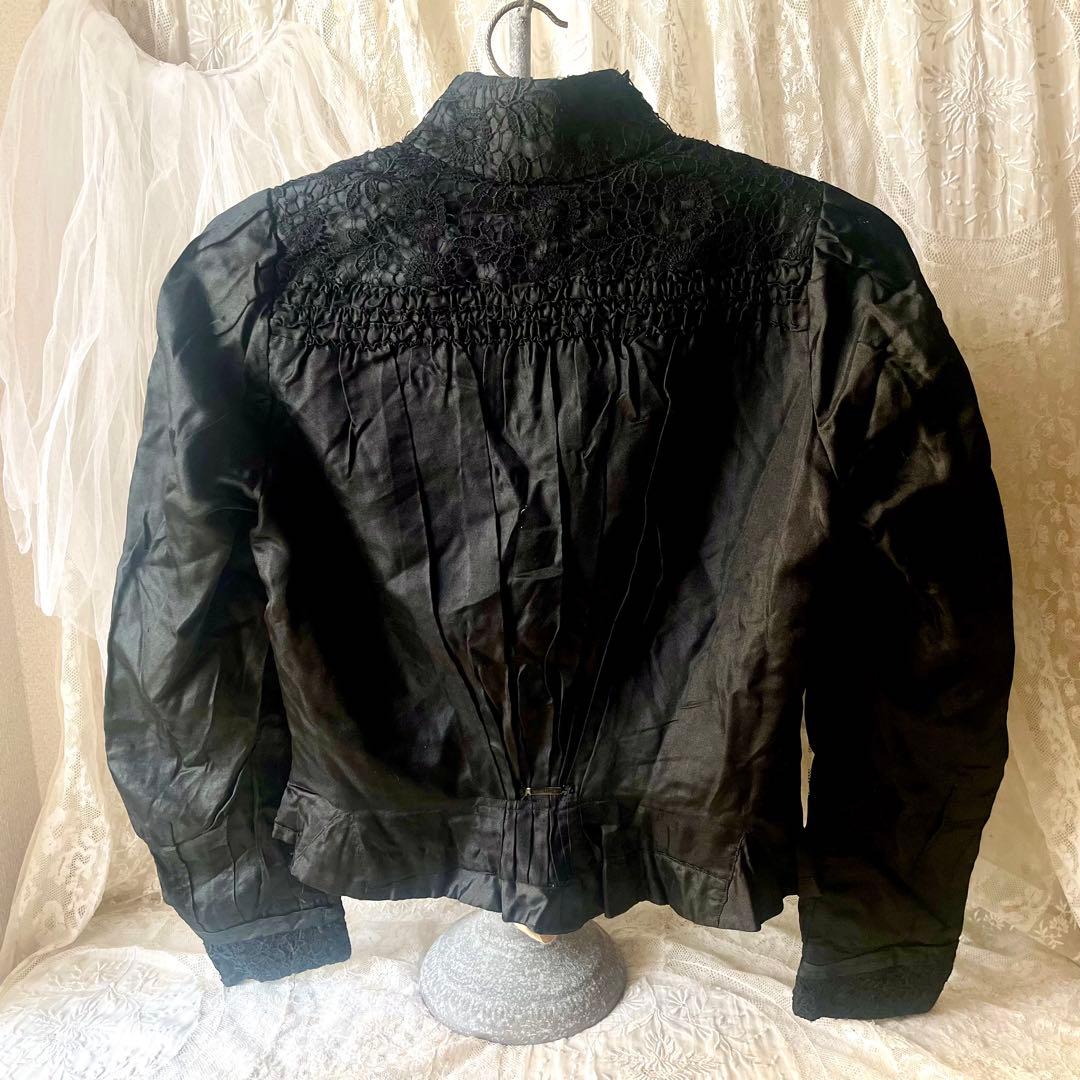 【美品】ブラックレースボディス　19世紀　フランスアンティーク　フォーマルドレス