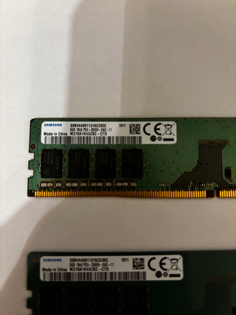 中古　Samsung DDR4 8GB×2 合計16GB 2400MHz メモリ