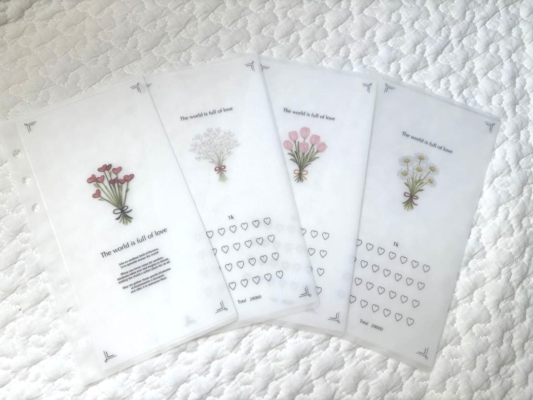 バインダー貯金　⑨花束saving 4枚　透けるタイプ　1600円