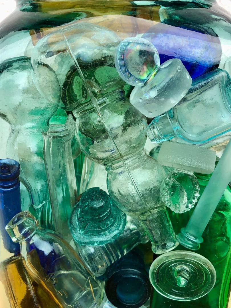 92 レトロ瓶 サンキャッチャー 海苔瓶 いろいろ キラキラ ガラス シーグラス