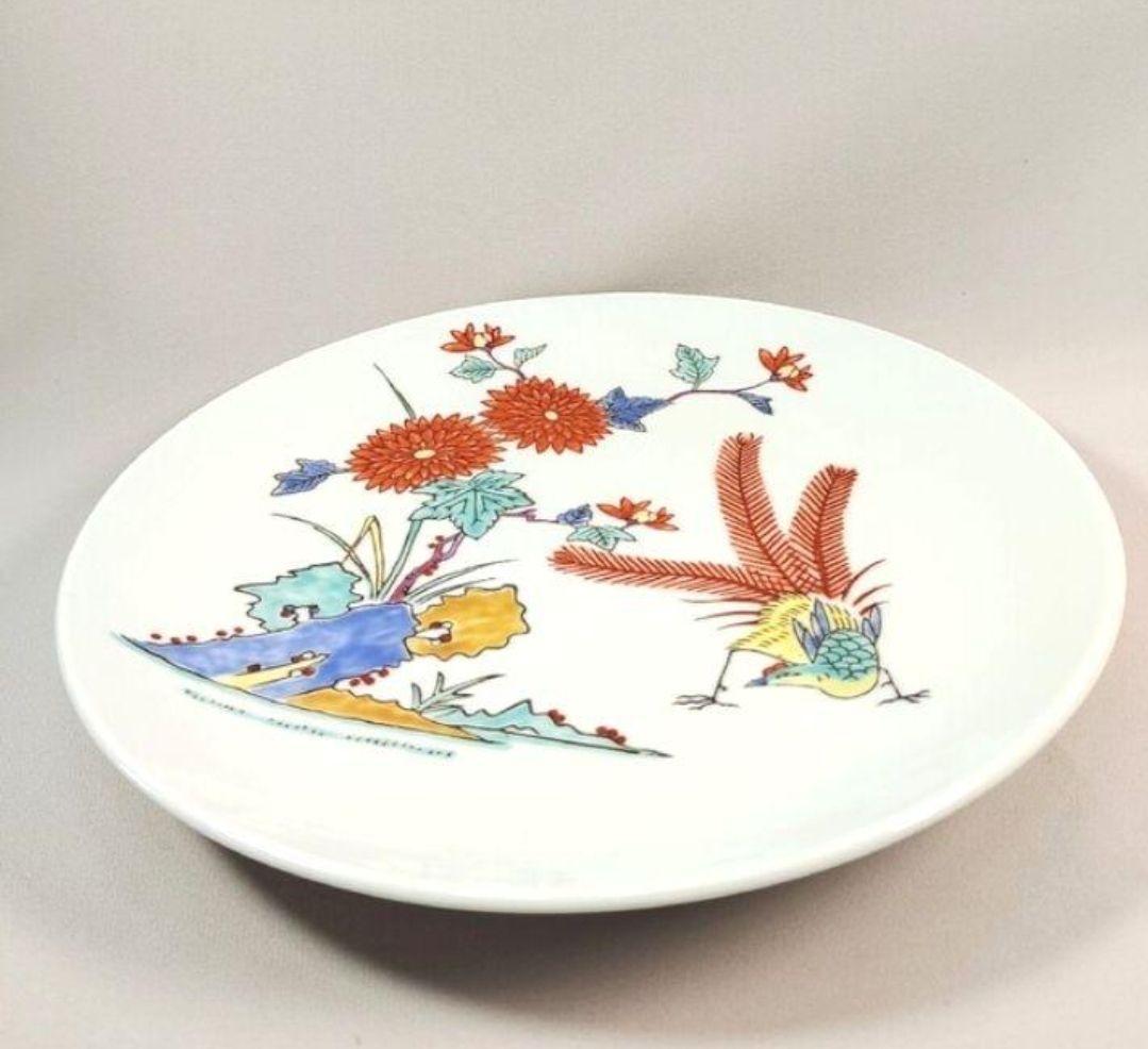 有田焼　花鳥紋　大皿　飾皿　25.2cm　絵皿　置物　美品　インテリア　和モダン