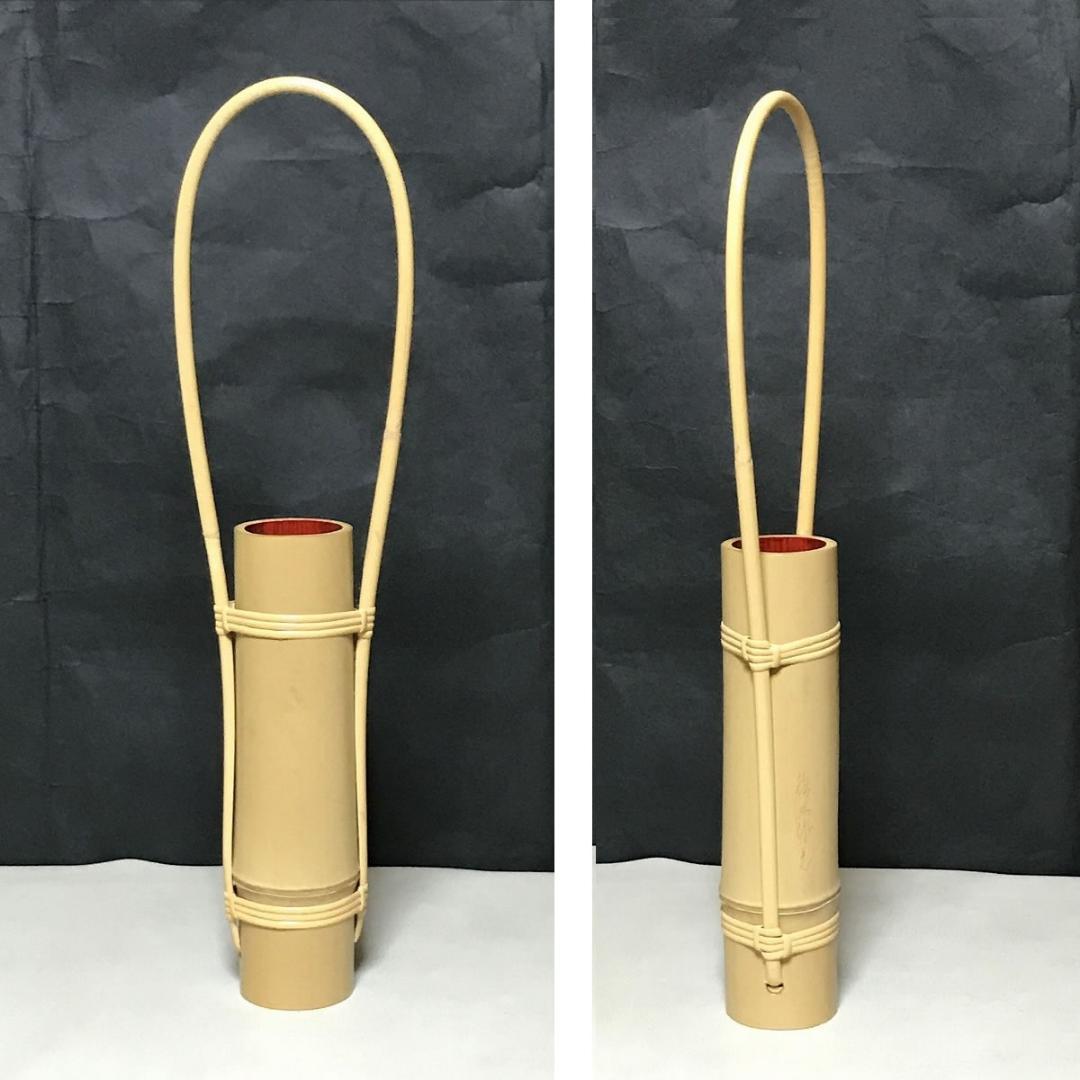 白竹 通筒花入 生野徳三 共箱 花入 茶道具 【k3446】