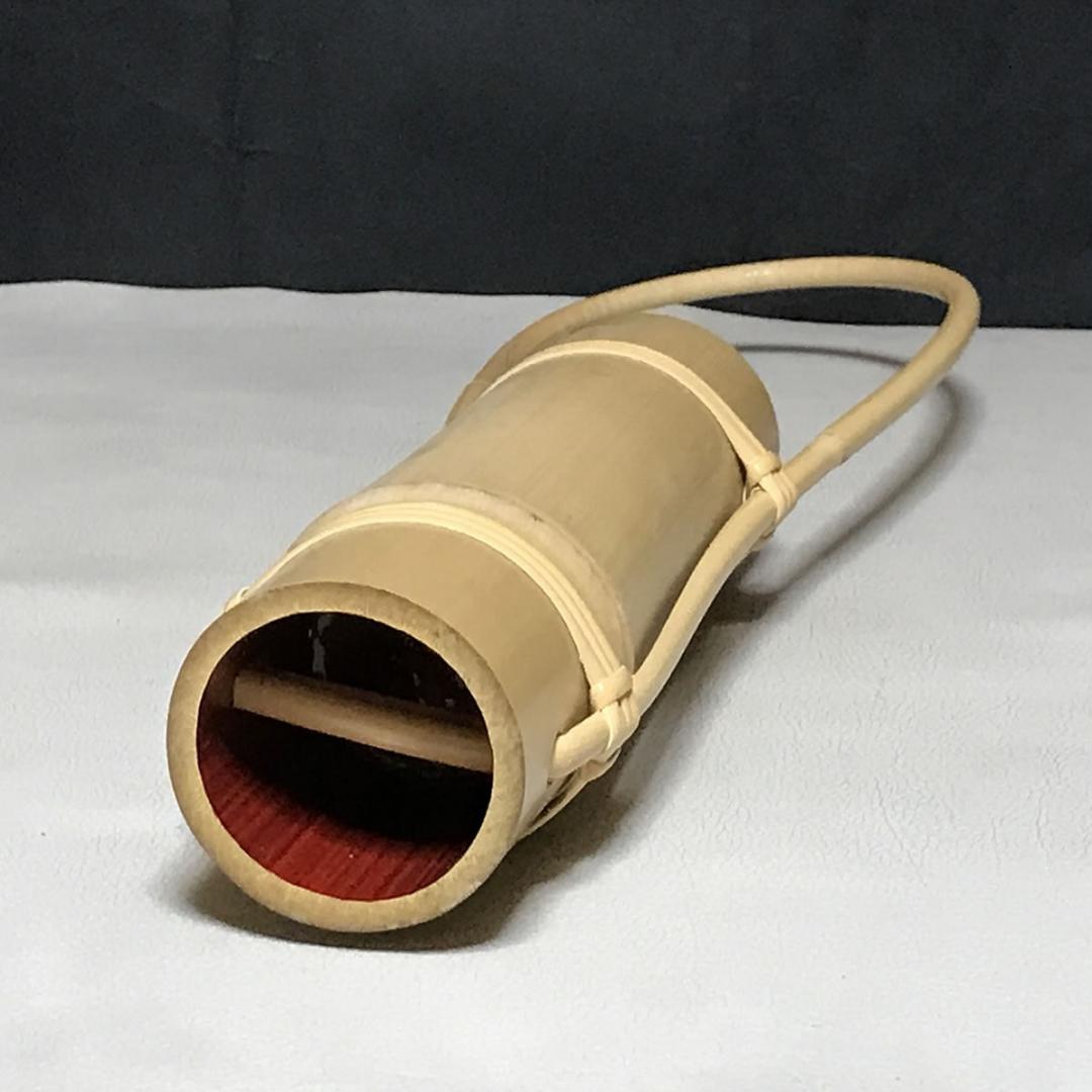 白竹 通筒花入 生野徳三 共箱 花入 茶道具 【k3446】
