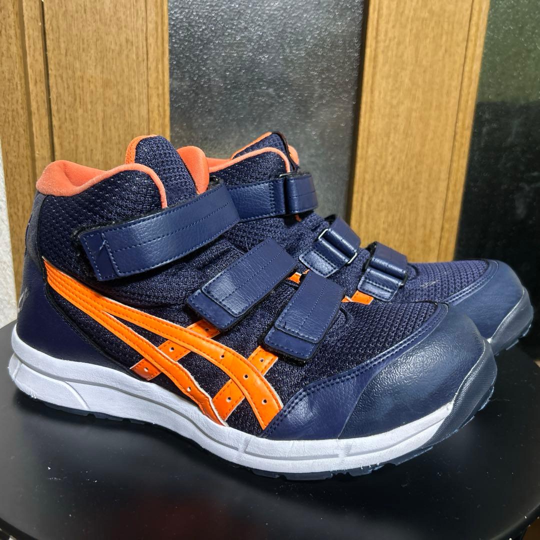 asics アシックス ネイビー オレンジ 安全靴 ハイカット