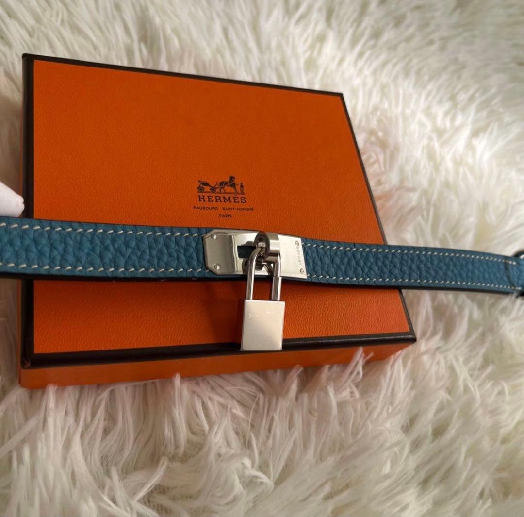 新品 HERMES エルメス ケリー 首輪 犬用 ペット用品 ブルー 箱タグ付